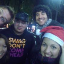 Group selfie with the bartender of Hamid's Kebab Shop :-D thanks for the christmas hat! Pic by Teemu